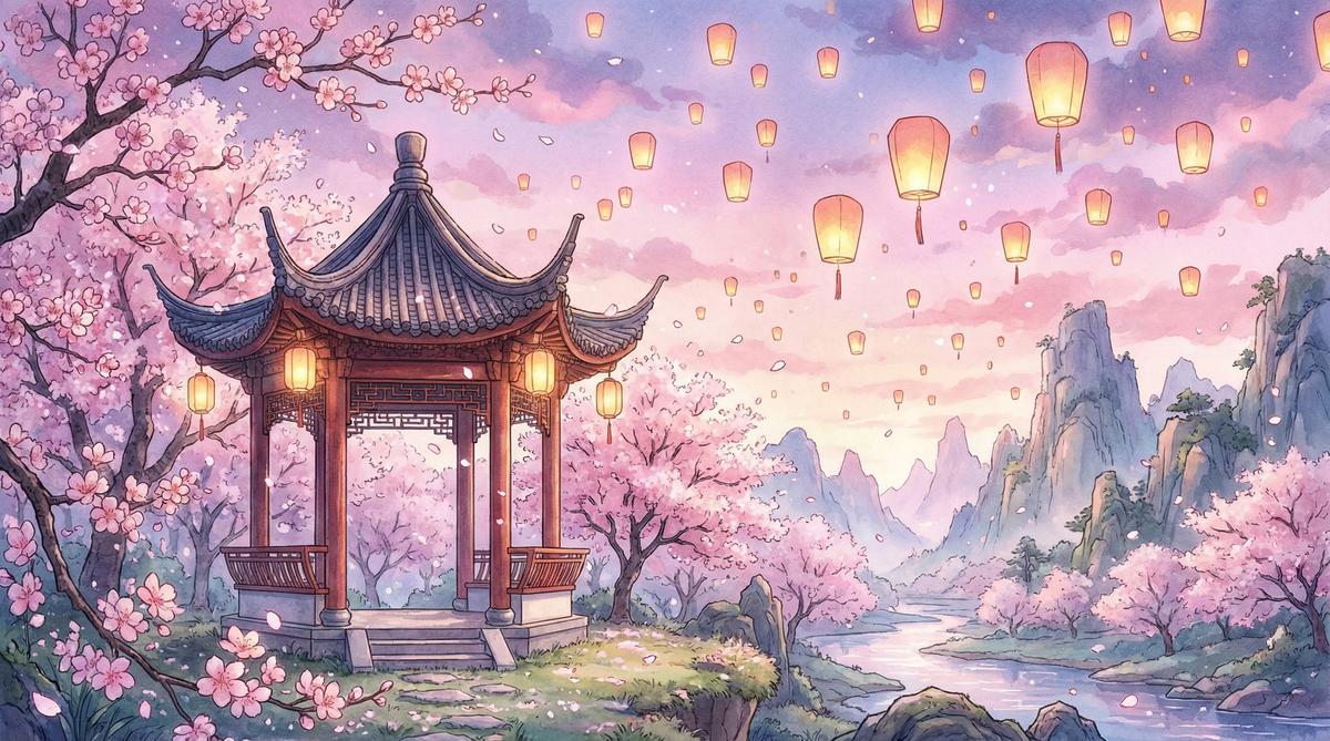 网红主播动漫-古风花园国风水墨动漫演示